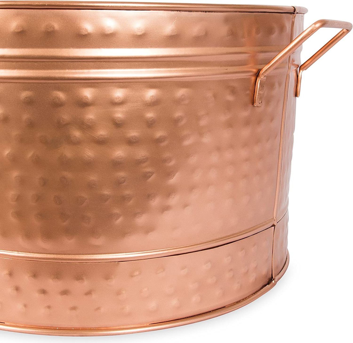 New Designs Round Copper Plated Galvanized planter with handles Copper Tub Round Hammered Copper Plated Galvanized Tub