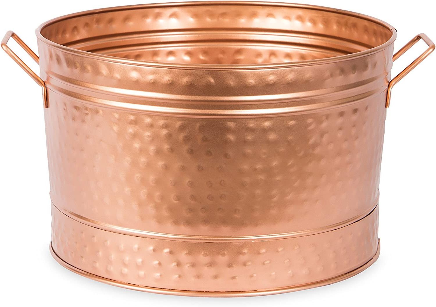 New Designs Round Copper Plated Galvanized planter with handles Copper Tub Round Hammered Copper Plated Galvanized Tub