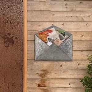 Galvanized Wall Pouch Galvanized Metal Envelope for Wall Hanging Galvanized Mail Organizer - Wall Mount Metal Mail Holder