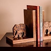 wooden elephant bookend Hand Made Rustic Wooden Animal Bookends