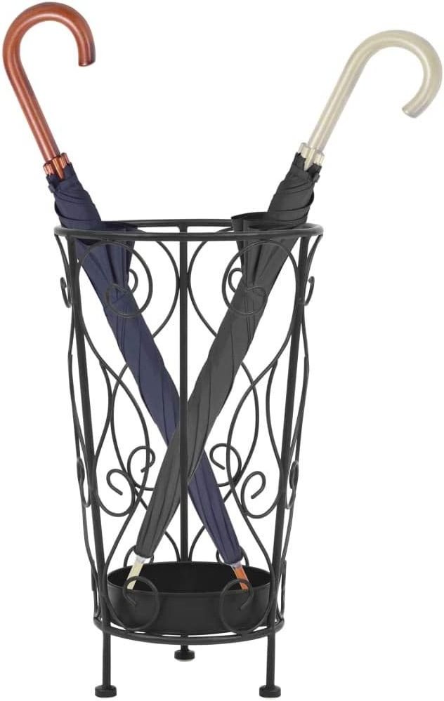 Metal Tall Umbrella Stand Holder-Large Black Iron Umbrella Rack for Home and Office Decor Round Metal Umbrella Basket