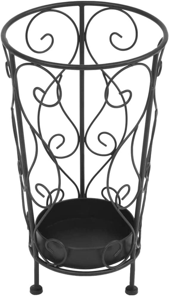 Metal Tall Umbrella Stand Holder-Large Black Iron Umbrella Rack for Home and Office Decor Round Metal Umbrella Basket