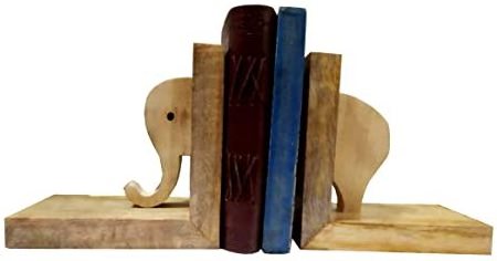 wooden elephant bookend Hand Made Rustic Wooden Animal Bookends