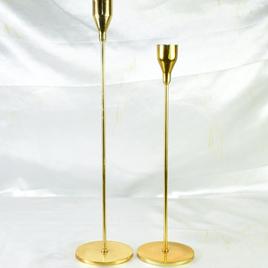 Brass Candle stand gold pelted set of 2 Round shape brass polished stand