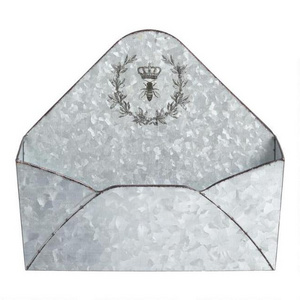 Galvanized Wall Pouch Galvanized Metal Envelope for Wall Hanging Galvanized Mail Organizer - Wall Mount Metal Mail Holder