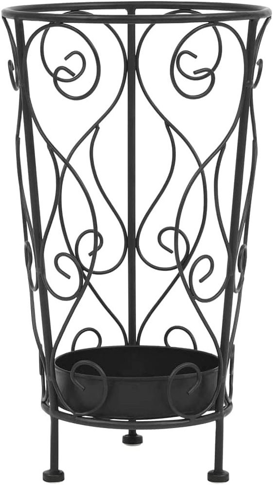 Metal Tall Umbrella Stand Holder-Large Black Iron Umbrella Rack for Home and Office Decor Round Metal Umbrella Basket