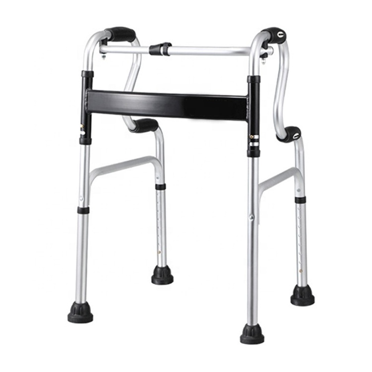 Wholesale Aluminum Folding Walker With 2 Wheels Elderly Stand Up Assist Walker Rehabilitation Walker For Adults