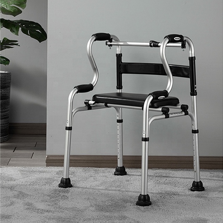 Wholesale Aluminum Folding Walker With 2 Wheels Elderly Stand Up Assist Walker Rehabilitation Walker For Adults