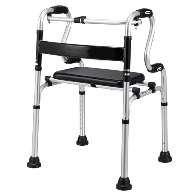 Wholesale Aluminum Folding Walker With 2 Wheels Elderly Stand Up Assist Walker Rehabilitation Walker For Adults