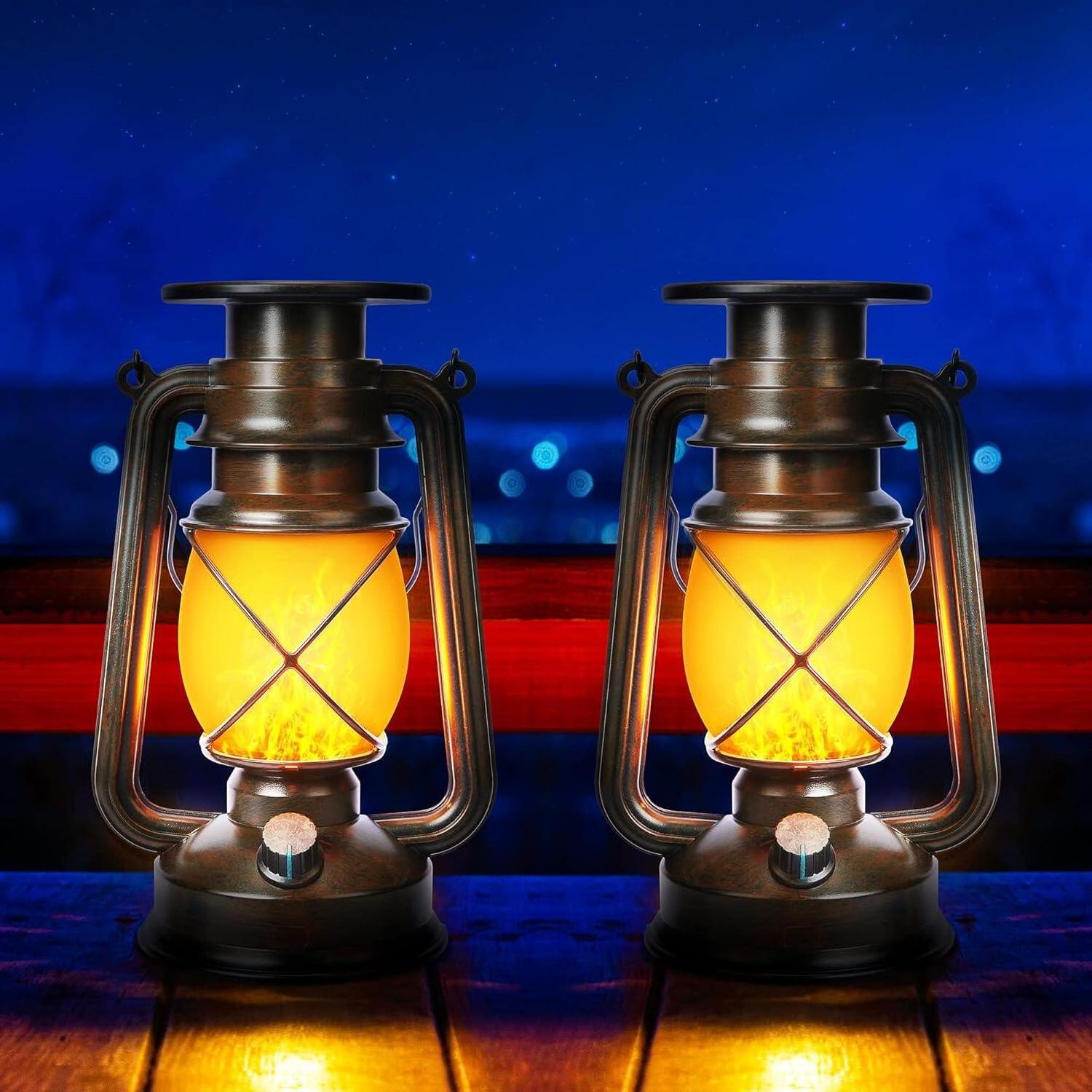 Solar lanterns outdoor lanterns, retro hanging lanterns and realistic dance flame LED lanterns, Christmas garden decoration