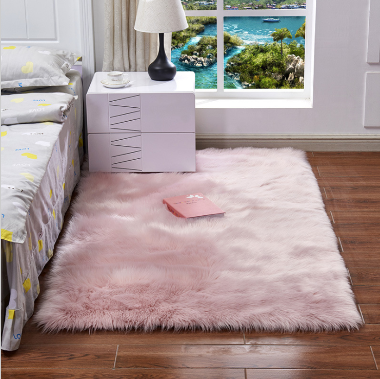 Soft Faux Sheepskin Rug Mat Carpet Pad Anti-Slip Chair Sofa Cover Wool Warm Hairy Rugs for Bedroom