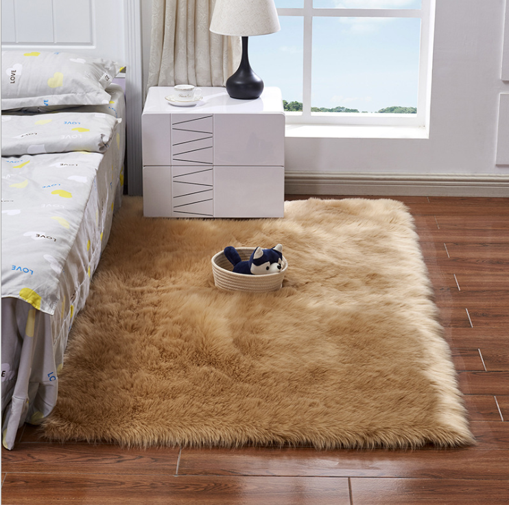 Soft Faux Sheepskin Rug Mat Carpet Pad Anti-Slip Chair Sofa Cover Wool Warm Hairy Rugs for Bedroom