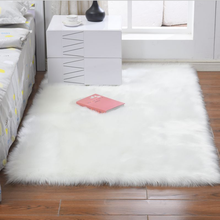 Soft Faux Sheepskin Rug Mat Carpet Pad Anti-Slip Chair Sofa Cover Wool Warm Hairy Rugs for Bedroom