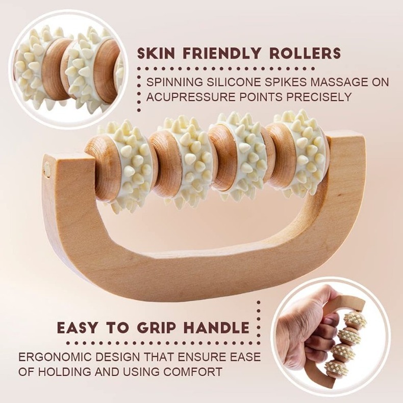 Wooden Massage Roller Wood Therapy Anti-Cellulite Lymphatic Drainage Gua Sha Massager Soft Tissue Massage Tool for Whole Body