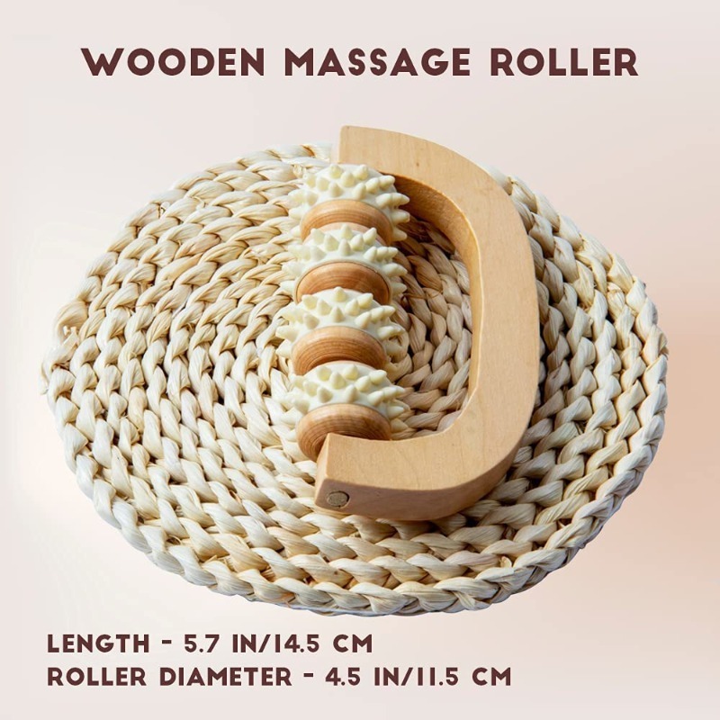 Wooden Massage Roller Wood Therapy Anti-Cellulite Lymphatic Drainage Gua Sha Massager Soft Tissue Massage Tool for Whole Body