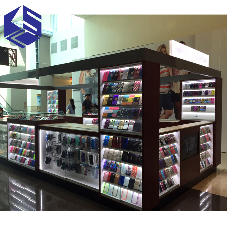 Hot sale shopping mall kiosk furniture design mobile phone accessories kiosk display glass cell phone kiosk ideas