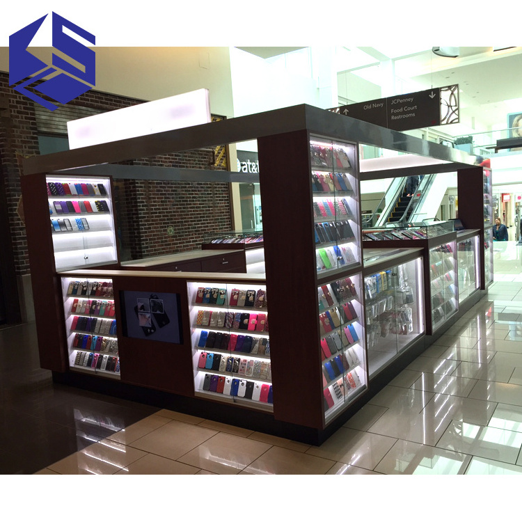 Hot sale shopping mall kiosk furniture design mobile phone accessories kiosk display glass cell phone kiosk ideas