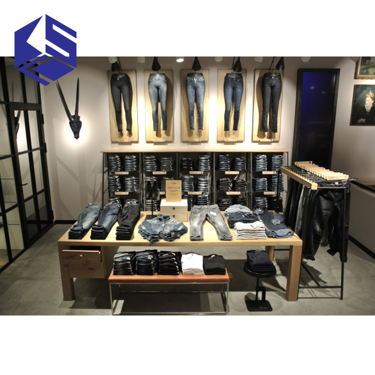 Retail clothes shop furniture jeans display rack