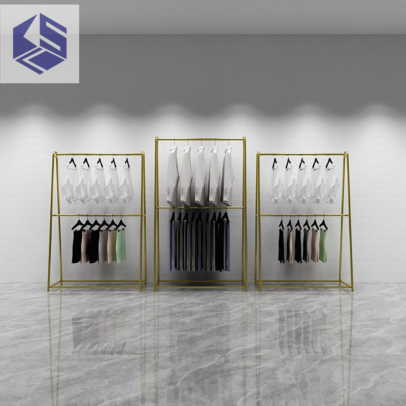 Clothing store display rack double-layer hanger children's clothing store display rack women's floor hanger