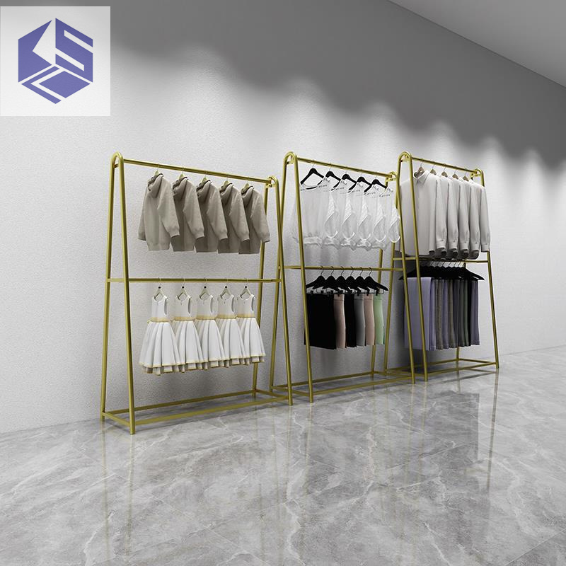 Clothing store display rack double-layer hanger children's clothing store display rack women's floor hanger