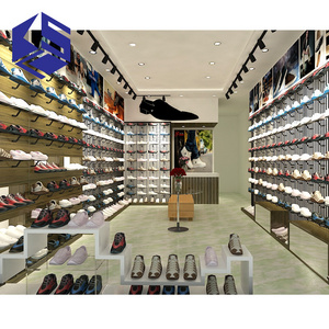 Commercial shoes store equipment shoe display case wall mounted sport shoe display furniture shelf design for sale