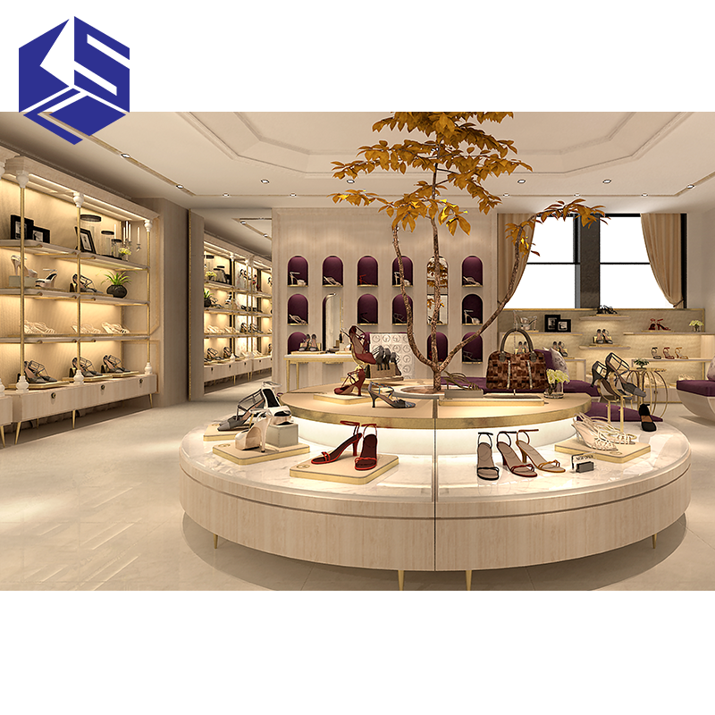 luxury retail interior design store custom wall metal women shoe display rack