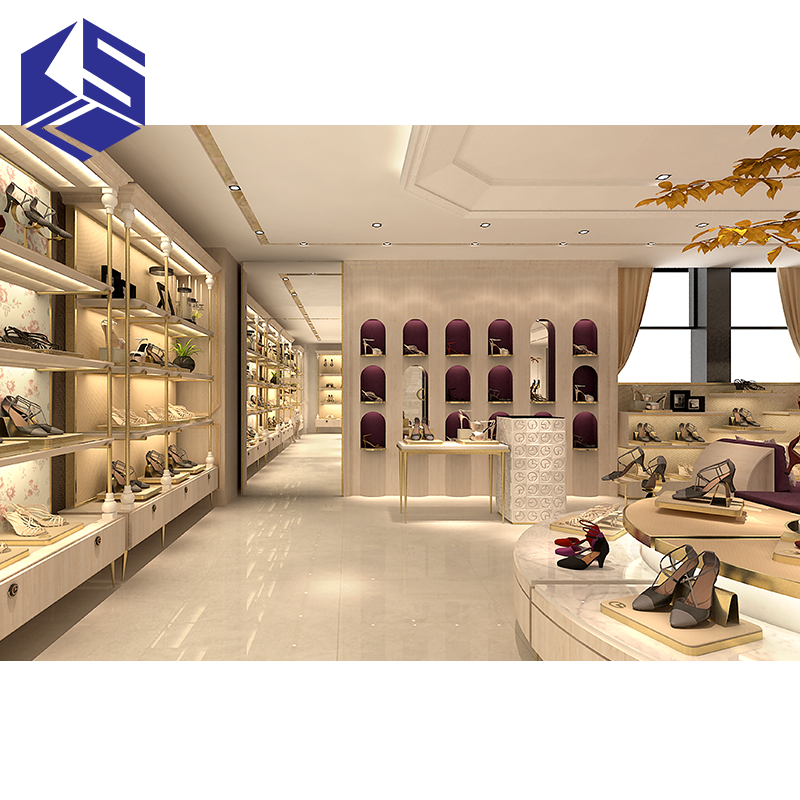 luxury retail interior design store custom wall metal women shoe display rack