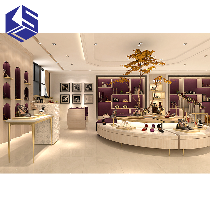 luxury retail interior design store custom wall metal women shoe display rack