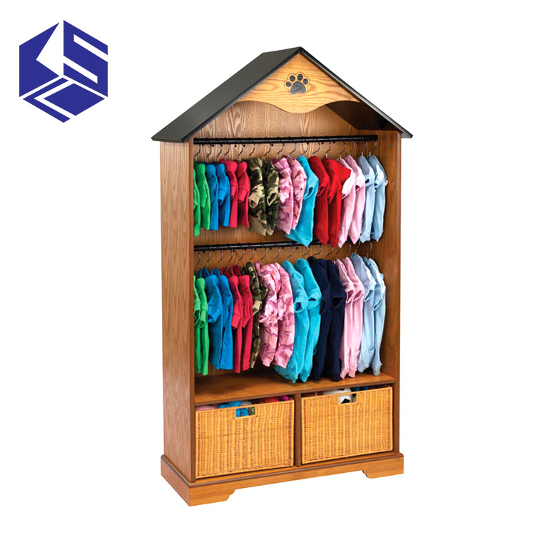 China supplier wooden clothes stand new design clothing display furniture baby's clothing display stand furniture