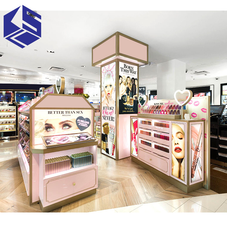 Hot sale retail shop cosmetic display furniture wooden cosmetic store shelf for sale