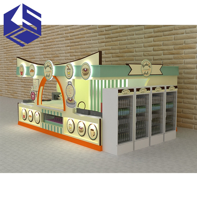 Shopping Mall Ice Cream Booth Crepe Snack Cake Display Stands Food Kiosk Design