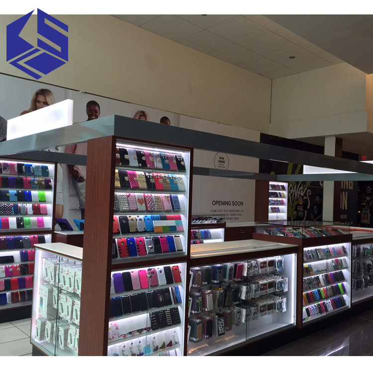 Hot sale shopping mall kiosk furniture design mobile phone accessories kiosk display glass cell phone kiosk ideas