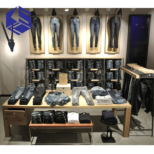 Retail clothes shop furniture jeans display rack