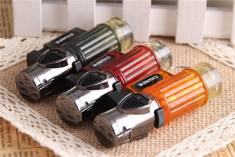 Creative personality metal windproof straight flush lighter wholesale three straight flush 609-3 cigar lighter three straight fl