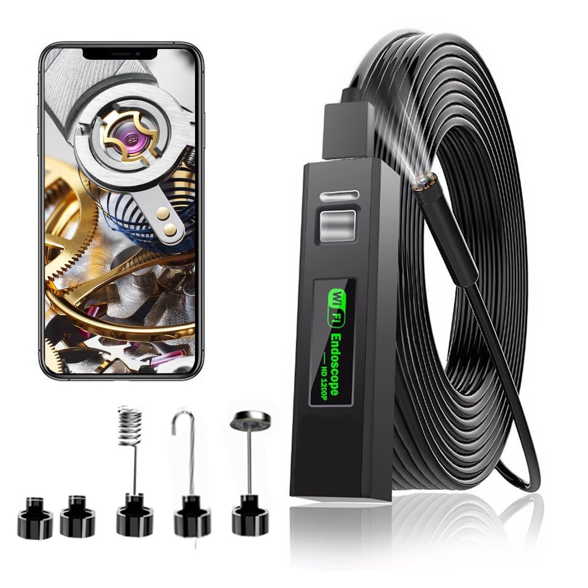 Wireless Endoscope Camera 1200P HD Borescope Inspection Camera for iPhone Android Phone IP67 Waterproof Snake Camera with Light