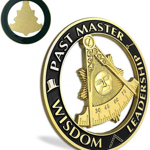 Past Master Masonic Car Emblem Black & Golden Mason Metal Auto ABS Decal