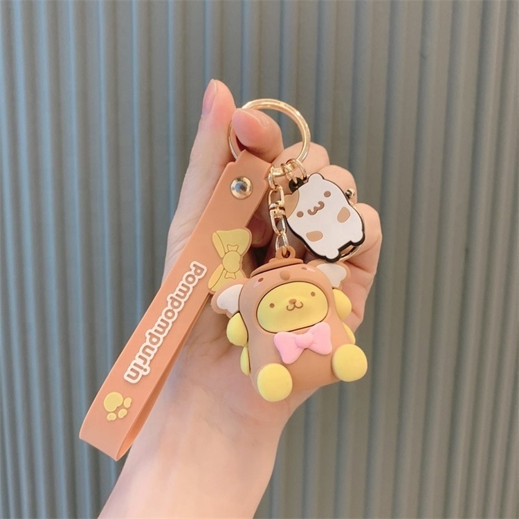 cartoon 3d soft pvc keychain personalized custom silicone rubber Cute kitten keyring