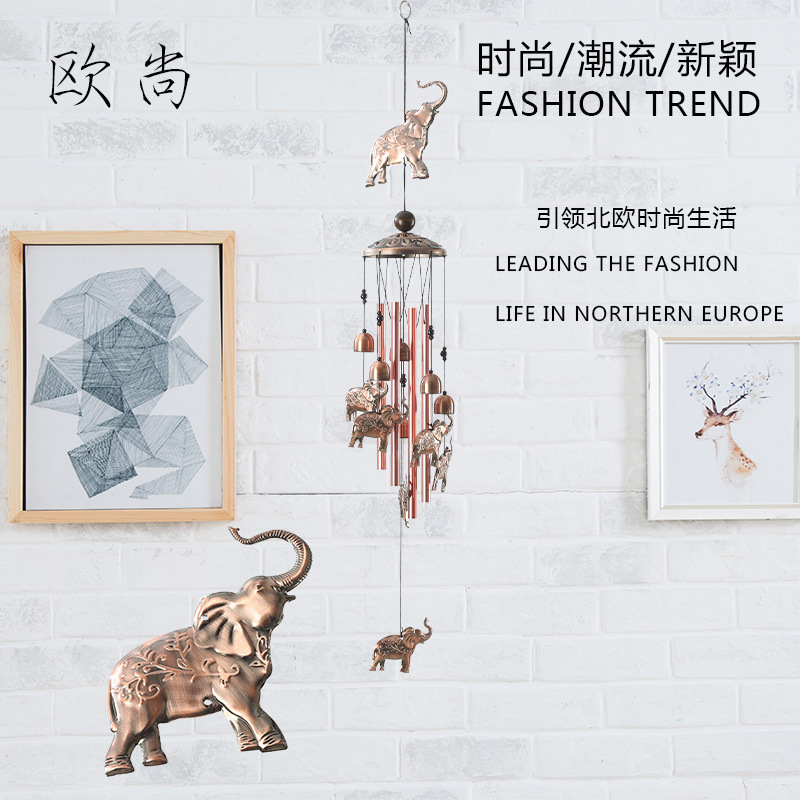 Retro metal wind chimes animal hummingbird elephant iron wind chimes home garden decoration outdoor ornaments