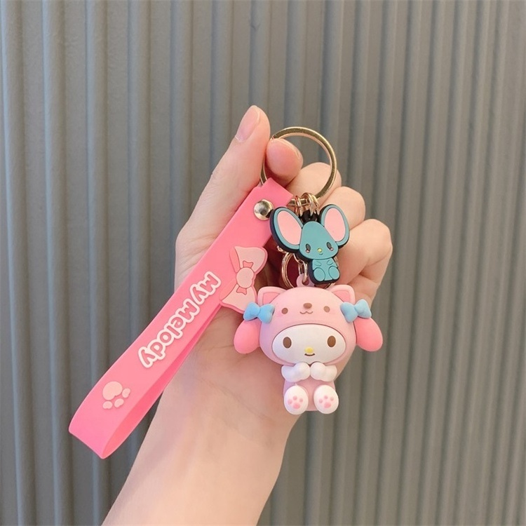 cartoon 3d soft pvc keychain personalized custom silicone rubber Cute kitten keyring