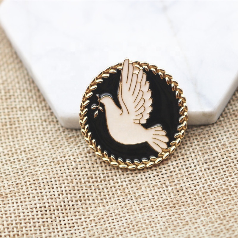 Custom logo 3d Lapel Pin Badge  Manufacturers Dove brooch of peace Lapel Pin for decoration