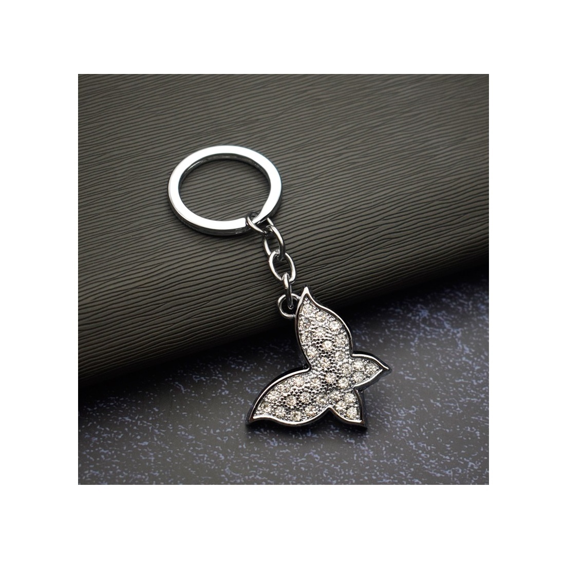 Zine alloy Crown shape Keyring Bright nickel plating Rhinestone keychain