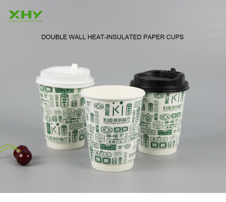 8 oz Custom Logo Printing Food Grade Double Wall Take Out Food Container Coffee Paper Cups with lids