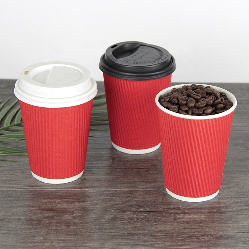 High Quality Food Grade Ripple Wall Paper Cups with PP PS Lid Made by 100% Eco Friendly Food Grade Raw Paper