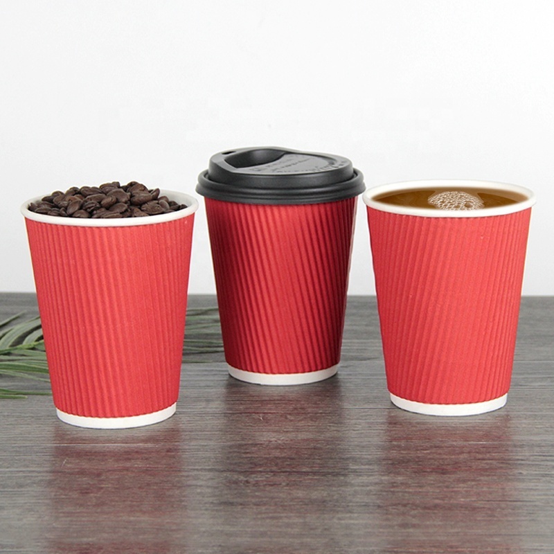 High Quality Food Grade Ripple Wall Paper Cups with PP PS Lid Made by 100% Eco Friendly Food Grade Raw Paper