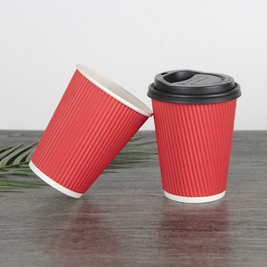 High Quality Food Grade Ripple Wall Paper Cups with PP PS Lid Made by 100% Eco Friendly Food Grade Raw Paper