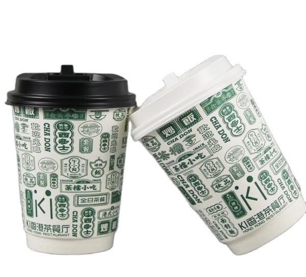 8 oz Custom Logo Printing Food Grade Double Wall Take Out Food Container Coffee Paper Cups with lids