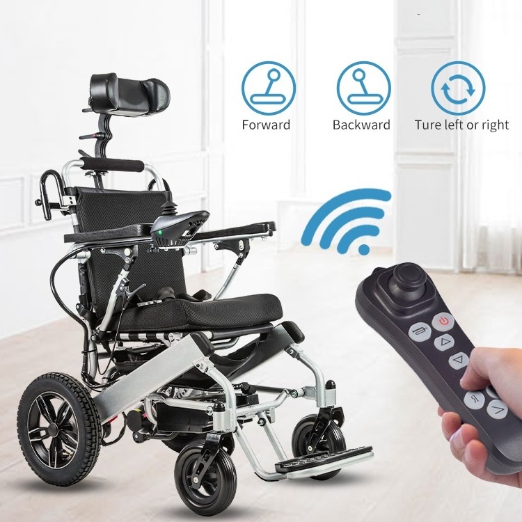 KSM-601P Hot selling extra wide seat aluminum alloy lightweight wheelchair folding power remote control electric wheelchair