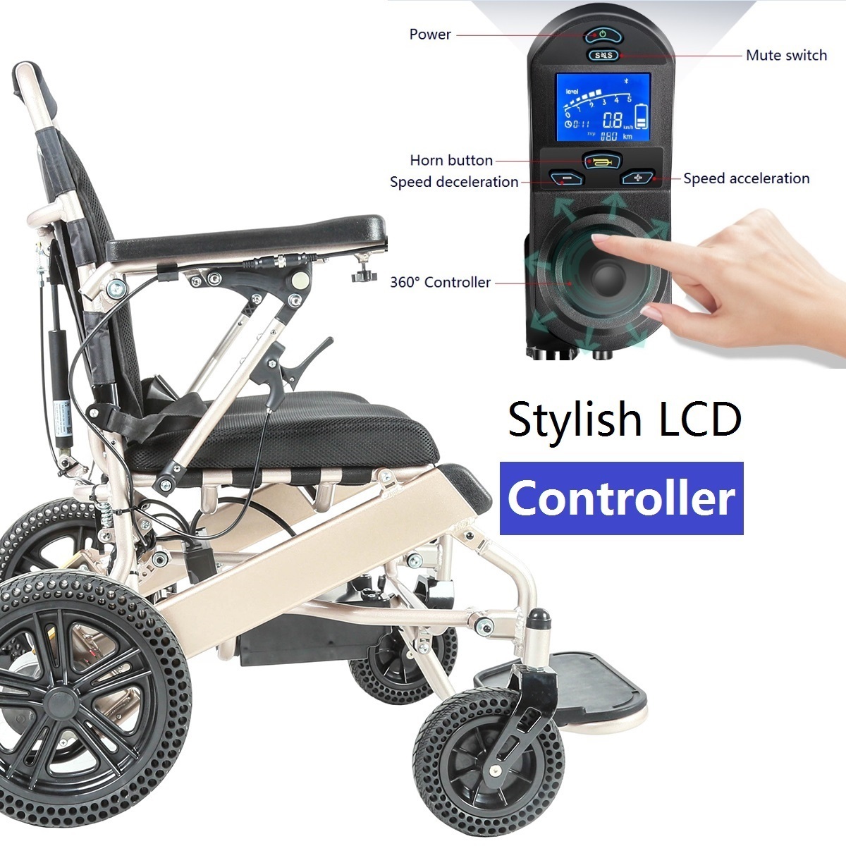 KSM-601L Lightweight Aluminium Smart Automatic Electric Reclining Electronic Power Wheelchair For Disabilities