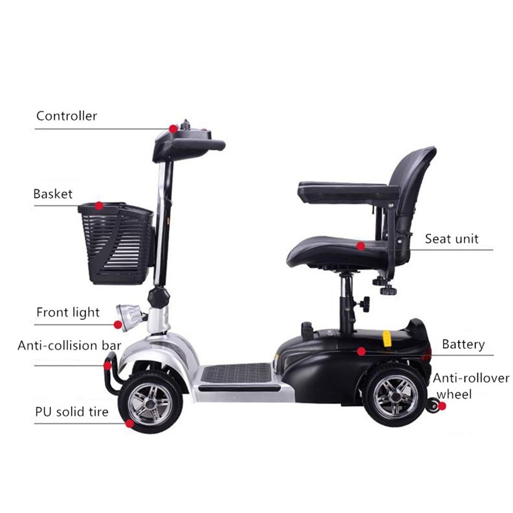 KSM-906 Fashion Disabled Person Electric Scooter For Elderly Folding Handicsp Mobility 4 Wheel Electric Scooter For Elderly