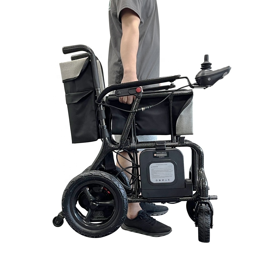 KSM-507 Carbon Fiber Portable Electric Travel Power Wheelchair Lightweight Wholesaler Price Folding Wheel Chair for the Disabled